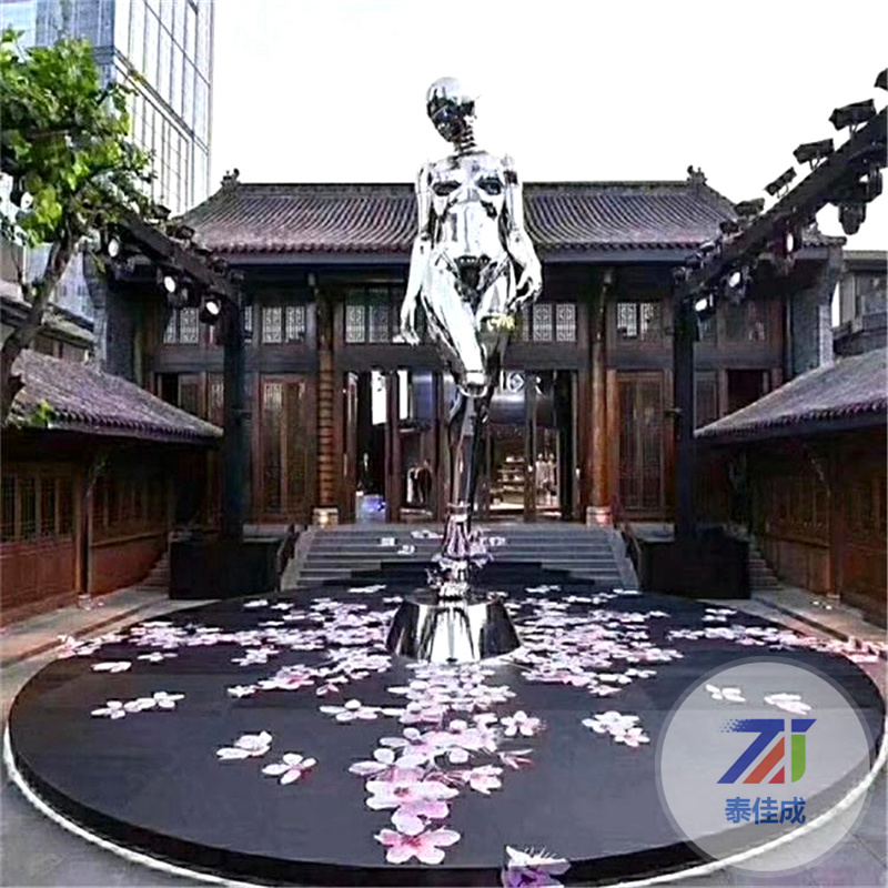 定制大型不锈钢户外雕塑广场金属廊架抽象铁艺镜面熊园林景观摆件